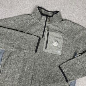 Quiksilver Waterman Mens XL 1/4 Zip Fleece Sweater Pullover Gray Chest Pocket